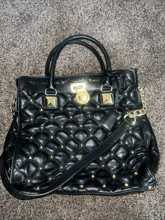 Michael Kors Handbags - Vintage Michael Kors Black Quilted Leather Satchel with Gold Hardware